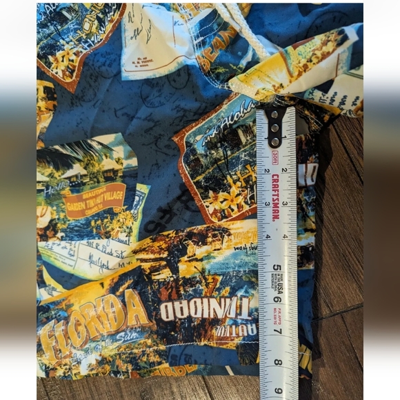 Caribbean Joe Swim Trunks XXL Mesh Lining Cargo Pockets - Hawaii Postcard Print. - Picture 11 of 16